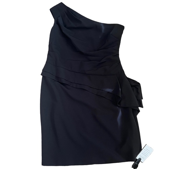 RALPH LAUREN Cocktail One Shoulder Dress Black Size 16 NWT - Picture 7 of 16